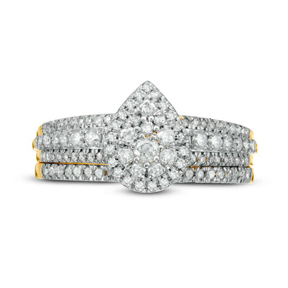 0.75 CT. T.W. Composite Pear-Shaped Natural Diamond Bridal Engagement Ring Set in Solid 10K Yellow Gold