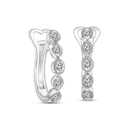 0.25 CT. T.W. Diamond Alternating Multi-Shape Vintage-Style Hoop Earrings in 10K White Gold