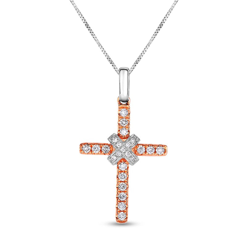 0.2 CT. T.W. Natural Diamond X" Cross Pendant in 10K Two-Tone Gold"