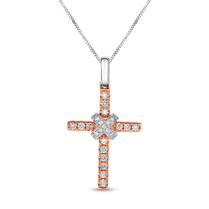 0.2 CT. T.W. Natural Diamond X" Cross Pendant in 10K Two-Tone Gold"