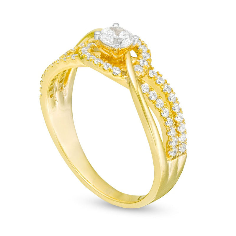 0.50 CT. T.W. Natural Diamond Multi-Row Bypass Engagement Ring in Solid 10K Yellow Gold