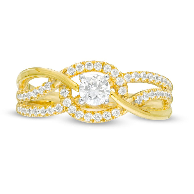 0.50 CT. T.W. Natural Diamond Multi-Row Bypass Engagement Ring in Solid 10K Yellow Gold