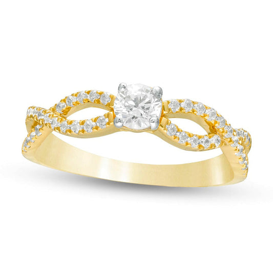 0.50 CT. T.W. Natural Diamond Twist Shank Engagement Ring in Solid 10K Yellow Gold