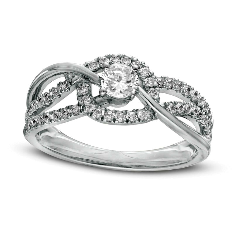 0.50 CT. T.W. Natural Diamond Multi-Row Bypass Engagement Ring in Solid 10K White Gold