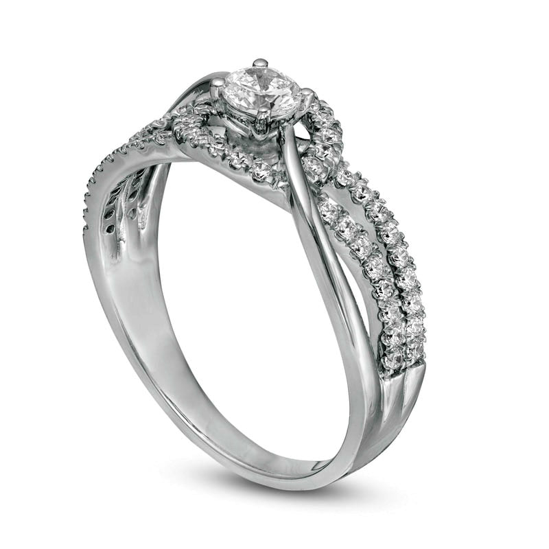 0.50 CT. T.W. Natural Diamond Multi-Row Bypass Engagement Ring in Solid 10K White Gold