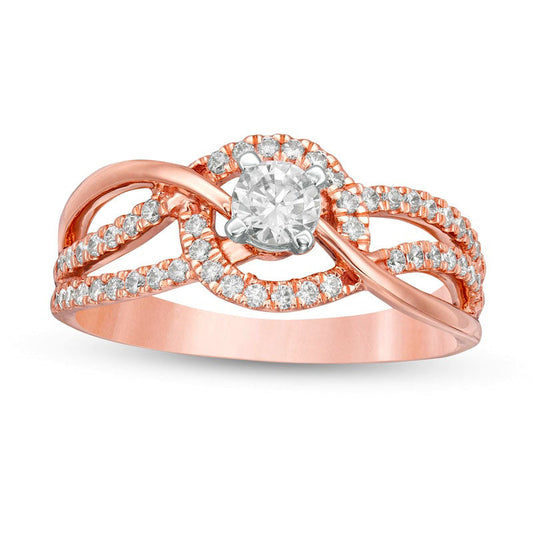 0.50 CT. T.W. Natural Diamond Multi-Row Bypass Engagement Ring in Solid 10K Rose Gold