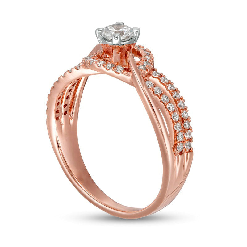 0.50 CT. T.W. Natural Diamond Multi-Row Bypass Engagement Ring in Solid 10K Rose Gold