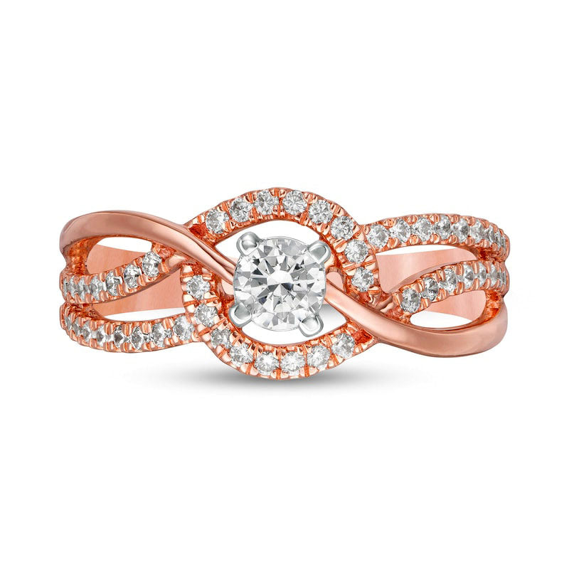 0.50 CT. T.W. Natural Diamond Multi-Row Bypass Engagement Ring in Solid 10K Rose Gold