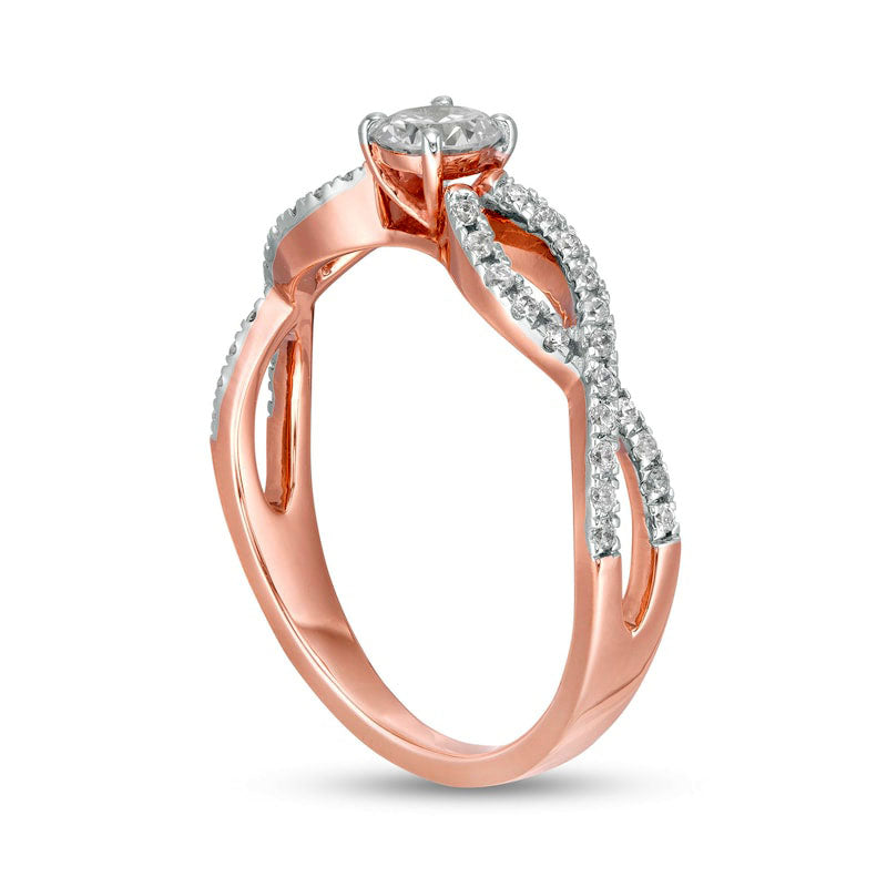 0.50 CT. T.W. Natural Diamond Twist Shank Engagement Ring in Solid 10K Rose Gold