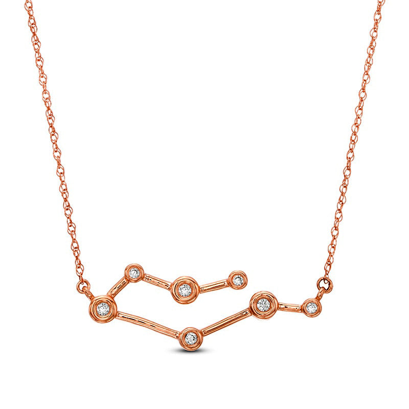 0.05 CT. T.W. Natural Diamond Gemini Constellation Bezel-Set Necklace in 10K Rose Gold