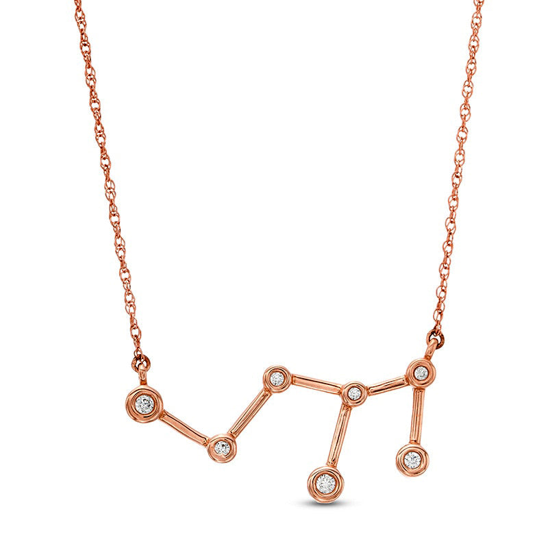 0.05 CT. T.W. Natural Diamond Leo Constellation Bezel-Set Necklace in 10K Rose Gold