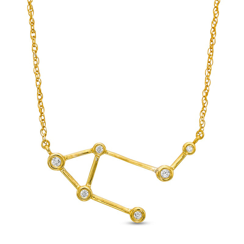 0.05 CT. T.W. Natural Diamond Libra Constellation Bezel-Set Necklace in 10K Yellow Gold