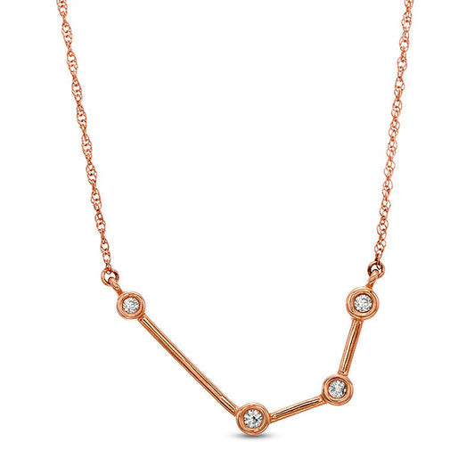 0.05 CT. T.W. Natural Diamond Aquarius Constellation Bezel-Set Necklace in 10K Rose Gold