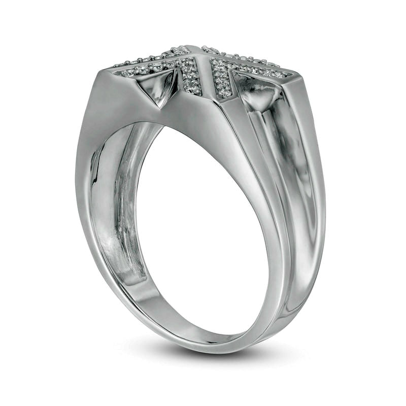 Men's 0.25 CT. T.W. Natural Diamond X" Ring in Sterling Silver"