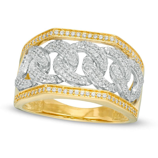 Men's 0.50 CT. T.W. Natural Diamond Chain Link Ring in Solid 10K Two-Tone Gold