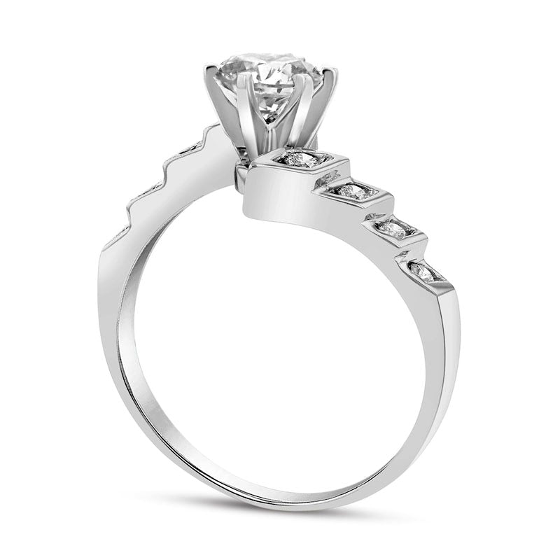 0.50 CT. T.W. Natural Diamond Bypass Engagement Ring in Solid 14K White Gold (I/SI2)