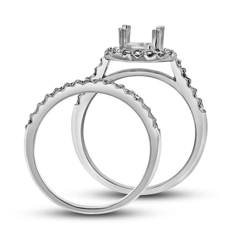 0.50 CT. T.W. Natural Diamond Frame Semi-Mount Bridal Engagement Ring Set in Solid 14K White Gold