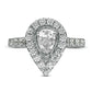 1.5 CT. T.W. Pear-Shaped Natural Diamond Frame Antique Vintage-Style Engagement Ring in Solid 14K Two-Tone Gold