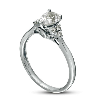 0.63 CT. T.W. Pear-Shaped Natural Diamond Tri-Sides Engagement Ring in Solid 14K White Gold