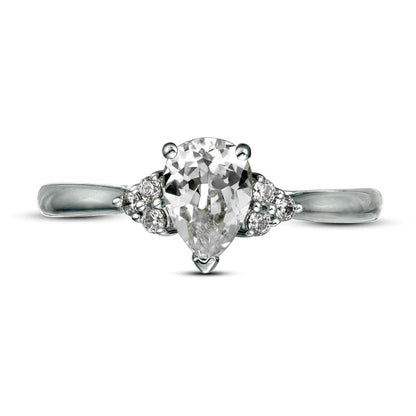 0.63 CT. T.W. Pear-Shaped Natural Diamond Tri-Sides Engagement Ring in Solid 14K White Gold