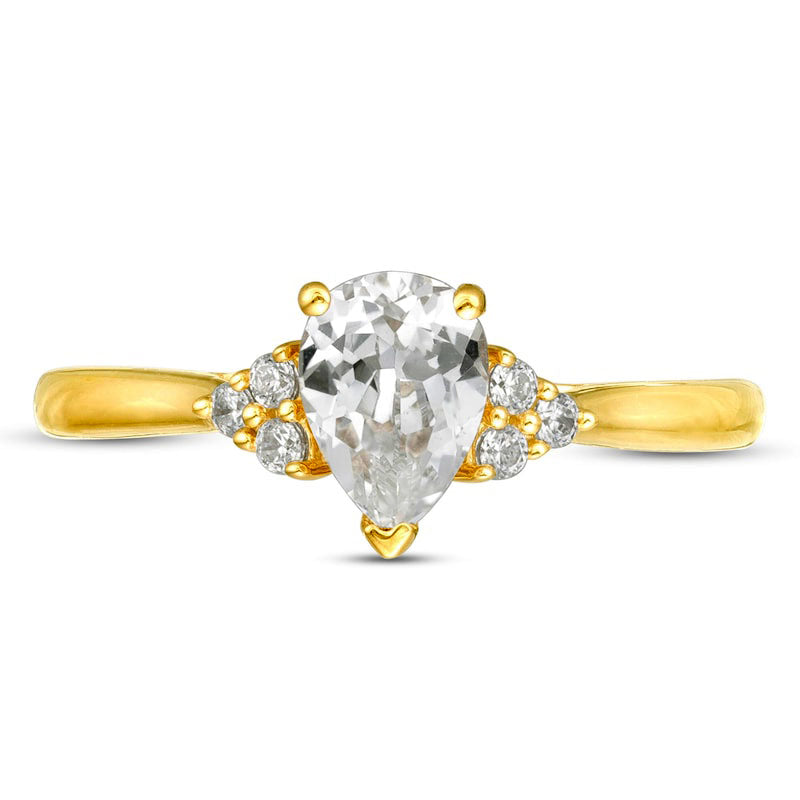 0.63 CT. T.W. Pear-Shaped Natural Diamond Tri-Sides Engagement Ring in Solid 14K Gold
