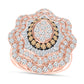 2.88 CT. T.W. Champagne and White Composite Natural Diamond Ornate Ring in Solid 10K Rose Gold