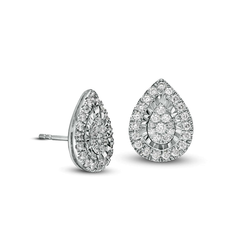 0.5 CT. T.W. Composite Diamond Teardrop Frame Stud Earrings in 14K White Gold