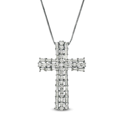 1.33 CT. T.W. Composite Natural Diamond Cross Pendant in 10K White Gold