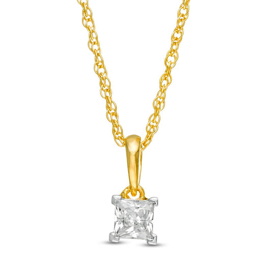 0.25 CT. Princess-Cut Natural Clarity Enhanced Solitaire Pendant in 10K Yellow Gold