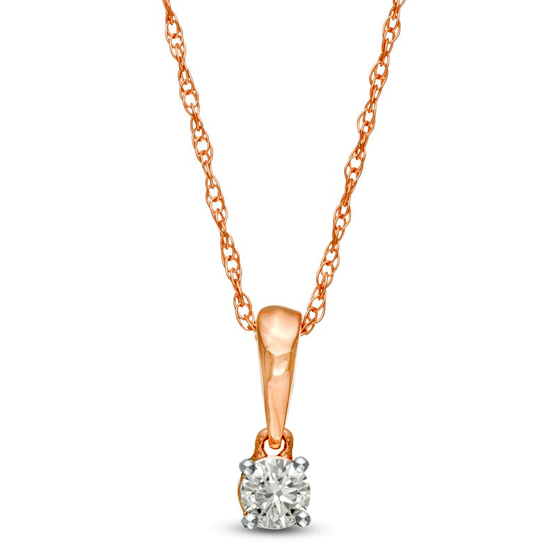 0.1 CT. Natural Clarity Enhanced Solitaire Pendant in 10K Rose Gold