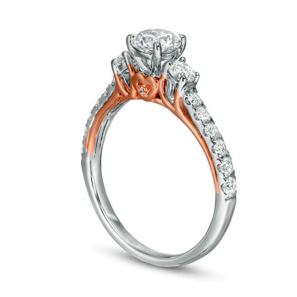 1.0 CT. T.W. Natural Diamond Three Stone Engagement Ring in Solid 10K Two-Tone Gold