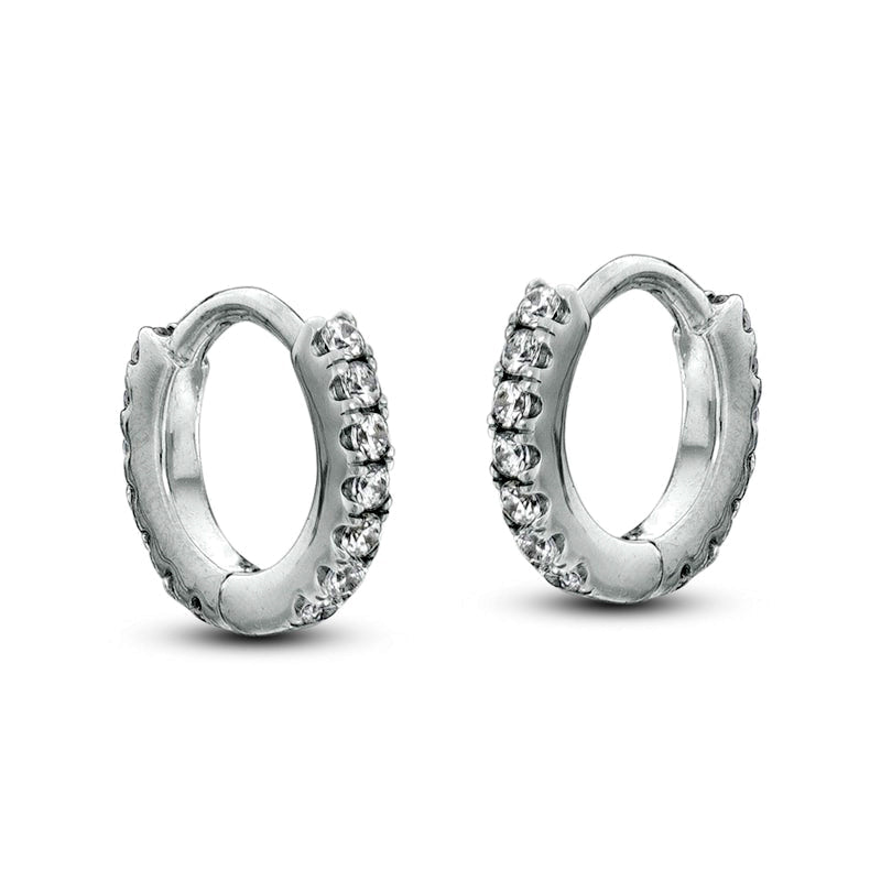 0.17 CT. T.W. Diamond Hoop Earrings in 10K White Gold