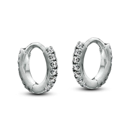 0.17 CT. T.W. Diamond Hoop Earrings in 10K White Gold