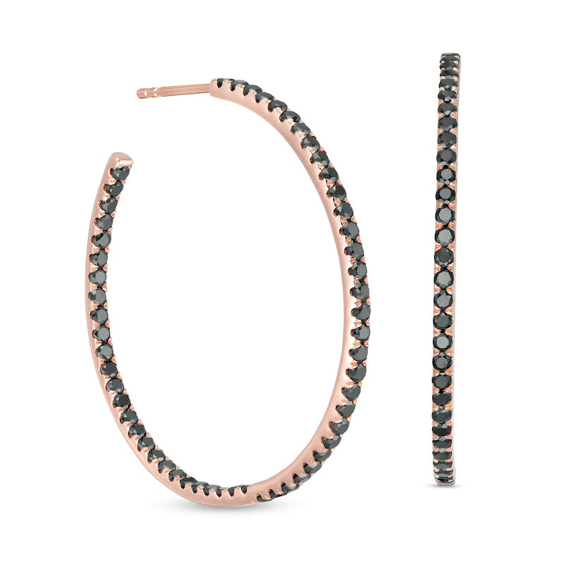 1 CT. T.W. Enhanced Black Diamond Inside-Out Hoop Earrings in 10K Rose Gold