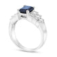 Emerald-Cut Blue Sapphire and 0.63 CT. T.W. Natural Diamond Staggered Double Row Ring in Solid 14K White Gold