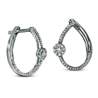 0.25 CT. T.W. Diamond Teardrop-Shaped Hoop Earrings in Sterling Silver