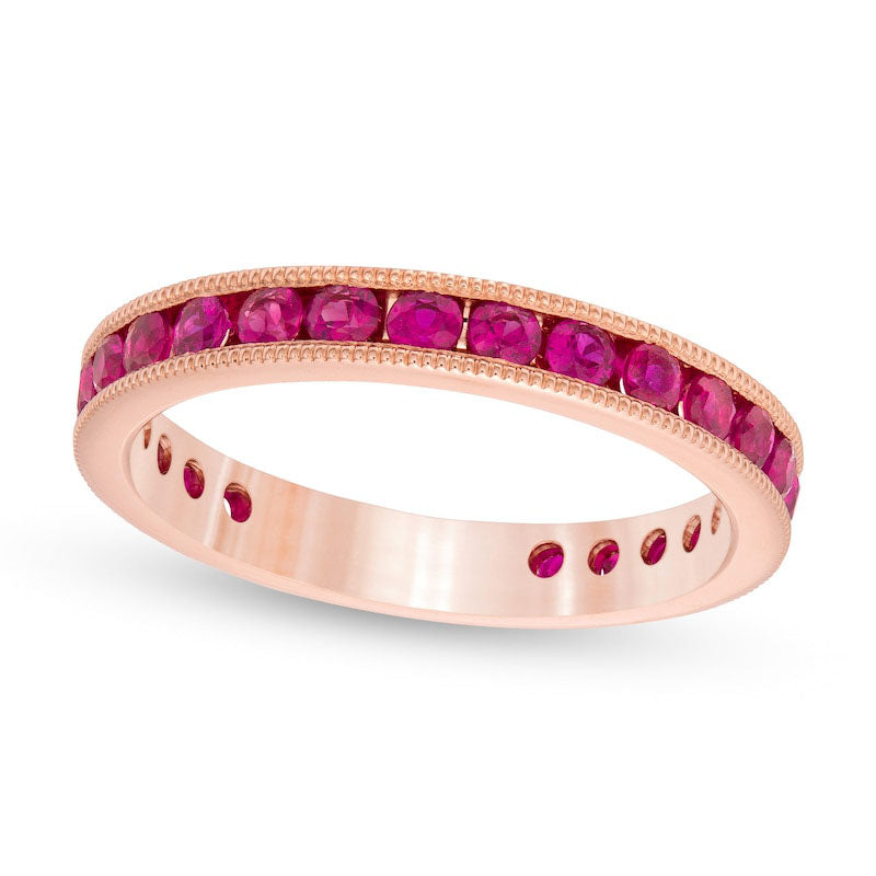 Certified Ruby Eternity Band in Solid 14K Rose Gold
