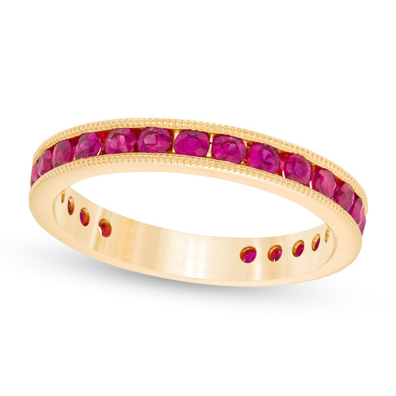 Certified Ruby Eternity Band in Solid 14K Gold