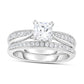 1.33 CT. T.W. Princess-Cut Natural Diamond Bridal Engagement Ring Set in Solid 14K White Gold