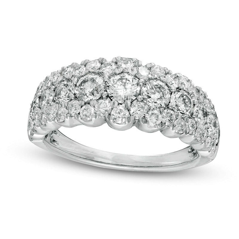 2.0 CT. T.W. Natural Diamond Scallop Edge Anniversary Ring in Solid 14K White Gold