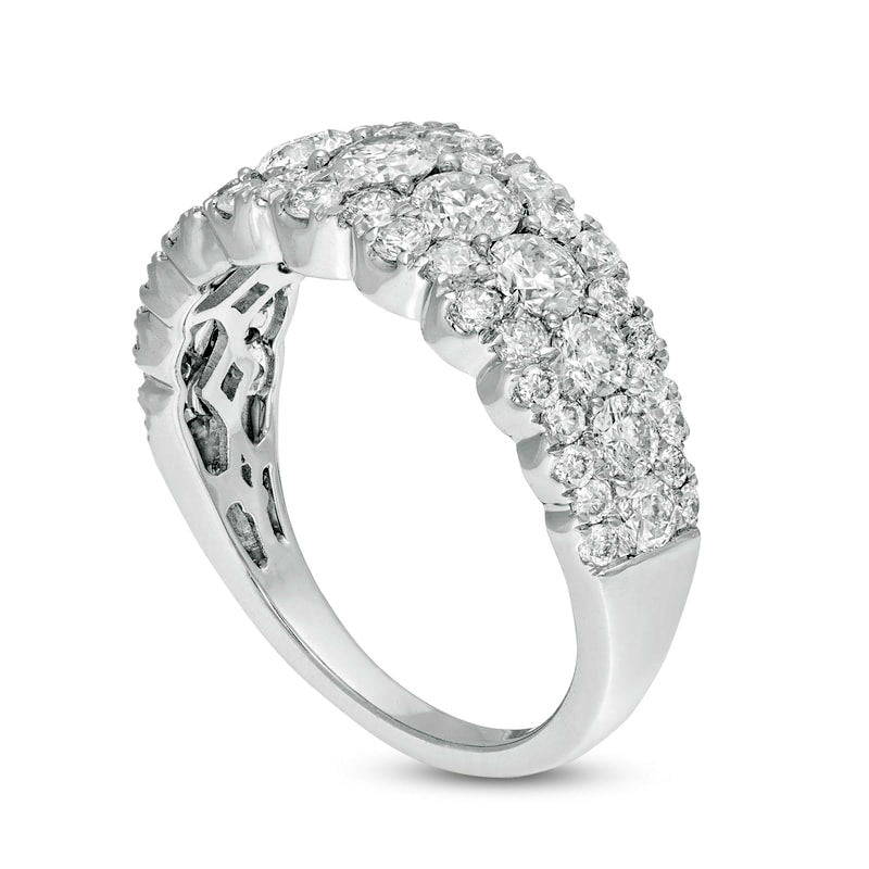 2.0 CT. T.W. Natural Diamond Scallop Edge Anniversary Ring in Solid 14K White Gold