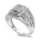 Men's 1.0 CT. T.W. Composite Natural Diamond Multi-Row Ring in Solid 10K White Gold