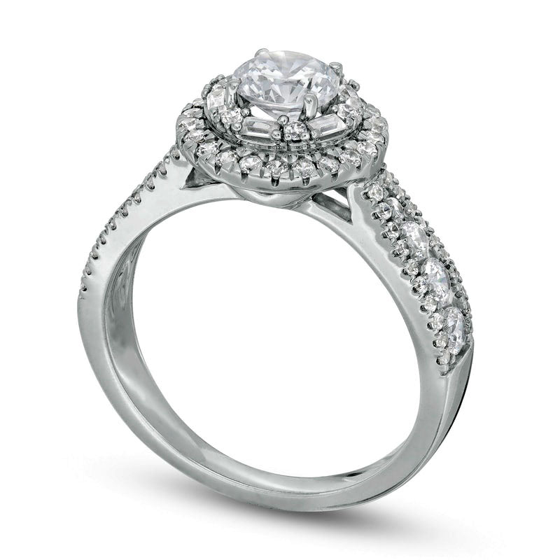 1.5 CT. T.W. Natural Diamond Double Frame Engagement Ring in Solid 10K White Gold