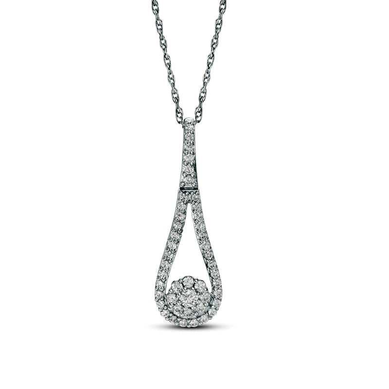 0.5 CT. T.W. Composite Natural Diamond Frame Teardrop Pendant in 10K White Gold