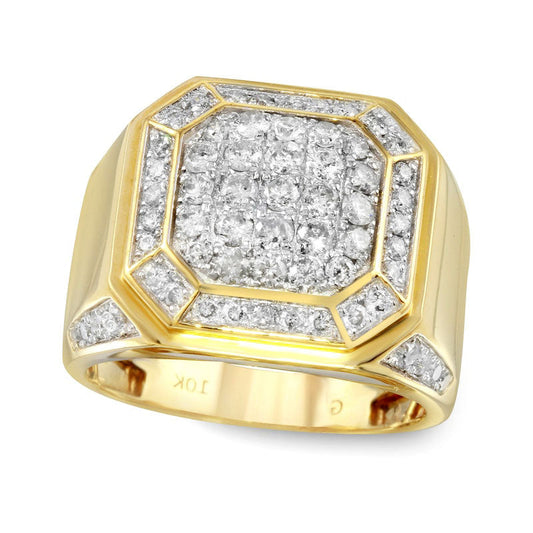 Men's 2.0 CT. T.W. Composite Natural Diamond Octagon Ring in Solid 10K Yellow Gold - Size 10