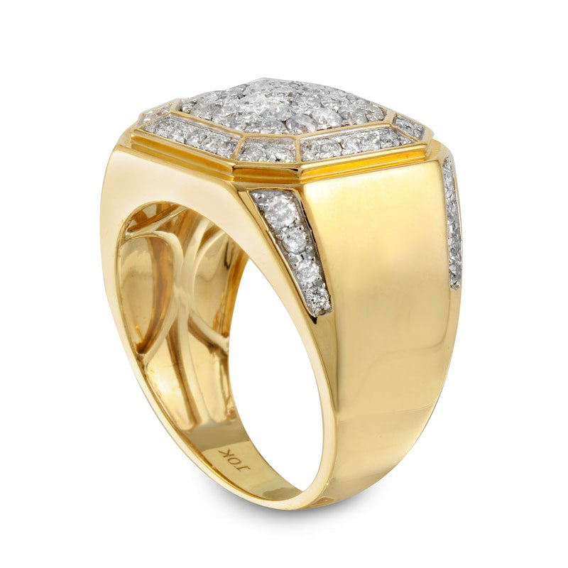 Men's 2.0 CT. T.W. Composite Natural Diamond Octagon Ring in Solid 10K Yellow Gold - Size 10