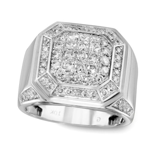 Men's 2.0 CT. T.W. Composite Natural Diamond Octagon Ring in Solid 10K White Gold - Size 10