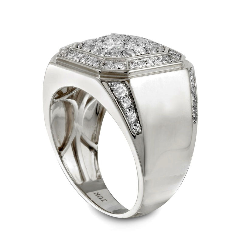 Men's 2.0 CT. T.W. Composite Natural Diamond Octagon Ring in Solid 10K White Gold - Size 10