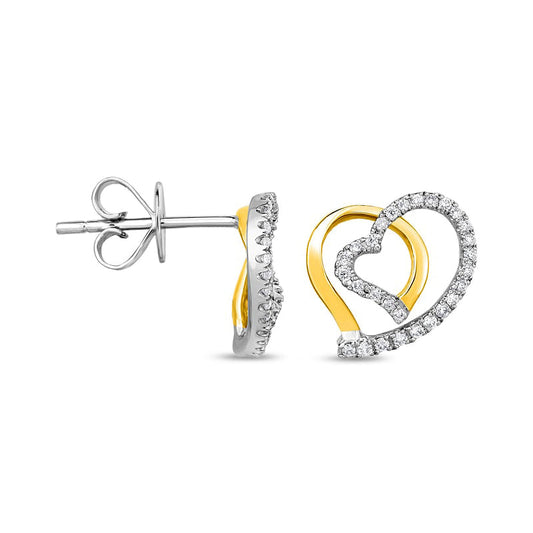 0.17 CT. T.W. Diamond Heart Stud Earrings in 10K Two-Tone Gold