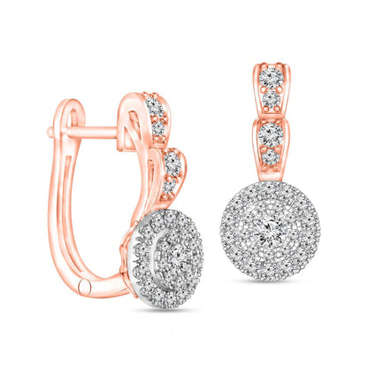 0.5 CT. T.W. Composite Diamond Frame Ribbon Drop Earrings in 10K Two-Tone Gold